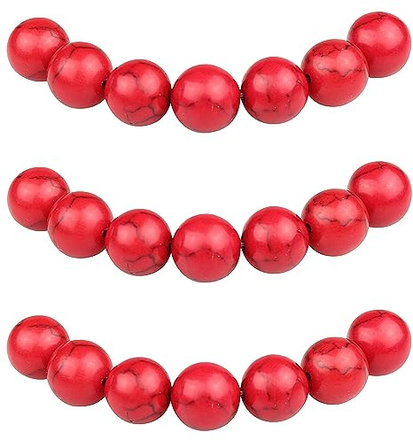 MJDCB Round Stone Beads 12mm Synthetic Red Turquoise Loose Gemstone Beads for Jewelry Making Bracelet Necklace 30pcs