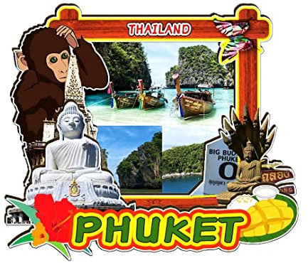 Phuket Thailand Magnet Kühlschrank Magnet Holz 3D Sehenswürdigkeiten Reise Sammlerstück Souvenirs Dekoration Handgefertigt