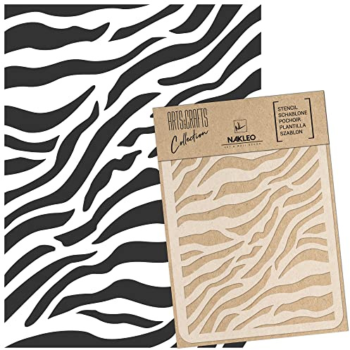 NAKLEO Malschablone für Handwerk A4 21x30cm, Zebra Haut Tier Savanne Muster, Wiederverwendbare Kunststoff DIY & Scrapbooking Zeichenschablone, Decoupage Kunst Vorlage, Wand Stoff Möbel Holz