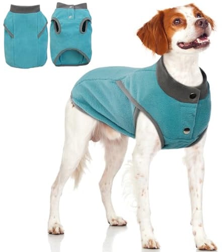 KATZINST Hunde Fleecejacke, Hundepullover Fleece, hundemantel Fleece, Wendefarbe Hundefleecepulli mit Reissverschluss, Warm Hundepulli für Grosse Hunde Labrador Französische Bulldogge, Blau XL