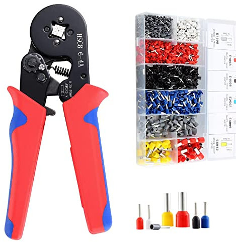 Hibisaws Pinza Crimpatrice Kit Crimpatrice per Auto e Installazioni Elettriche con 1250 Capicorda Elettrici - Pinza Crimpatrice Capicorda e Pinza Crimpatrice Puntalini Gamma 0.25-10mm² - HSC8 6-4