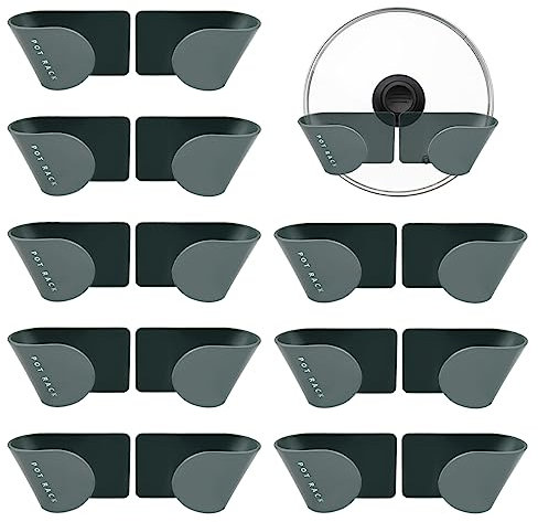 TIMESETL 16Stück Topfdeckelhalter Deckelhalter Wand, Selbstklebende Halterungen-Set für Topfdeckel Pfannendeckel Halterung, Topfdeckelhalter Wandmontierte Halterung Ohne Bohren für Küche
