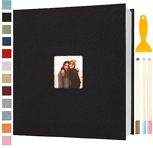 Fotoalbum Selbstklebend 33x32 Fotoalbum Zum Einkleben, 120 Seiten Schwarz | Groß Scrapbook Selbstgestalten Photo Album Fotobuch Baby Hochzeit Gästebuch Erinnerungsbuch Urlaub Briefmarkenalbum