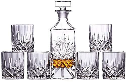 Set di whisky, 1 decanter in cristallo di Boemia con tappo e 6 bicchieri