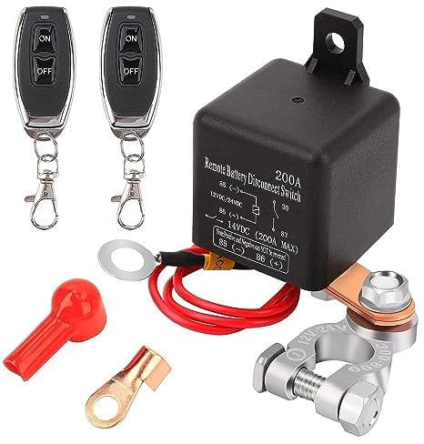 Gebildet Interruttore di Scollegamento Della Batteria a Distanza 12V 200A Interruttore di Arresto per Auto Interruttore di Comando a Distanza Antifurto con Due Telecomando Senza Fili a Relè