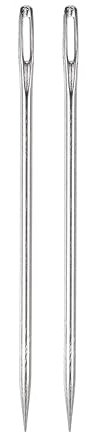 QUARKZMAN 2uds 4 Pulgada Tapicería Agujas Grandes Ojo Coser Agujas Inoxidable Acero Recto Mano Coser Agujas para Casa Mano Costura Cuero Tapiz Bordado Mechones Cincha Alfombra