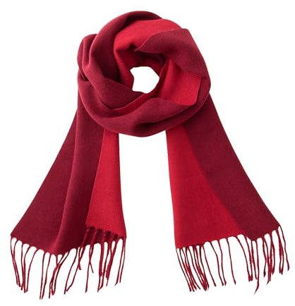 CALVIN & OLIVIA Ultraweicher Winterschal mit Kaschmir-Gefühl, warm, lang, Unisex, Winterschal, perfektes Urlaubsgeschenk für Damen und Herren, Zweifarbiges Burgunderrot, Large