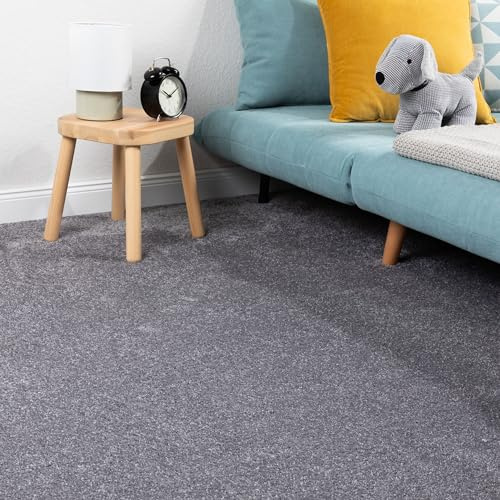 Steffensmeier Teppichboden Korsika Meterware | Auslegware für Kinderzimmer Wohnzimmer Schlafzimmer | Grau, Größe: 100x100 cm