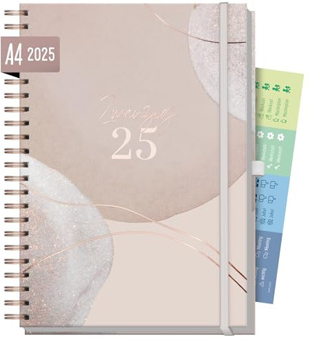 Häfft® Business-Timer 2025 A4 Maxi Soft Beige 1 Woche 2 Seiten - XL Terminplaner, Wochenplaner, Wochenkalender, Organizer, Terminkalender - nachhaltig & klimafreundlich