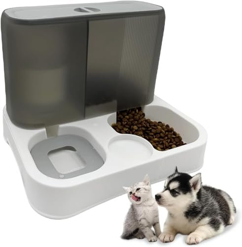 Kathson Cat Feeder and Water Dispenser - Automatic Large Capacity All-in-One Gravity Food and Water System for Small Dogs, Puppies, Cats, and Pets
