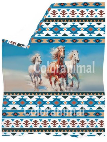 Coloranimal Western Navajo-Decken mit Pferdemuster, weiche Fleecedecke für Bett, Couch, Sofa, warmer Plüsch, Reisedekoration, Decken und Überwürfe