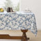 Aoztio Rustikale Blume Drucken Rechteckig Tischdecke, Maschine waschbar Baumwolle Leinen Tischdecke, Indoor Outdoor Vintage Tischdecke für den täglichen Gebrauch - Blaue Blume, 140 × 300cm
