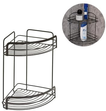 Avilia Eckregal mit 2 Ablagen für Dusche, Eckregal mit 2 Ablagen für Badezimmer, aus Stahl, 22 x 22 x 30 cm, Schwarz, nd