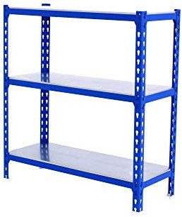 PROREGAL Schwerlastregal Baby Metal Shark | HxBxT 90x120x40cm | Fachlast 200kg | Blau-Verzinkt | Regal Standregal Werkstattregal Lagerregal Kellerregal