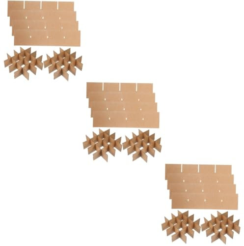 3 Sets Cardboard Moving Box Dividers - Khaki Paper Dish and Glass Protection - Adjustable Grid Design for Safe Transport and Storage