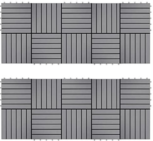 Swpsd Decking Tiles Decking Boards Flooring Deck for Patios, Balcony, Bathrooms, or Pool or Spa Area 20 pcs Grey Wash 30x30 cm Solid Acacia Wood Option2