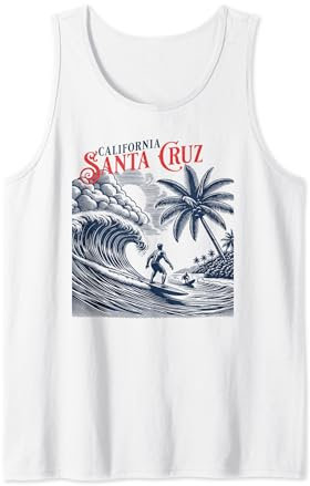 Retro Surfing Santa Cruz California Tank Top