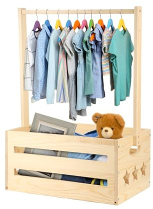 Panier de Douche Bois pour Bébé, Caisse Rangement Bois pour Bébé Panier Avec Poignée Joli Placard Cadeau pour Fête Prénatale Porte-Vêtements pour Bébé Cadeau Grossesse pour Nouveaux Parents