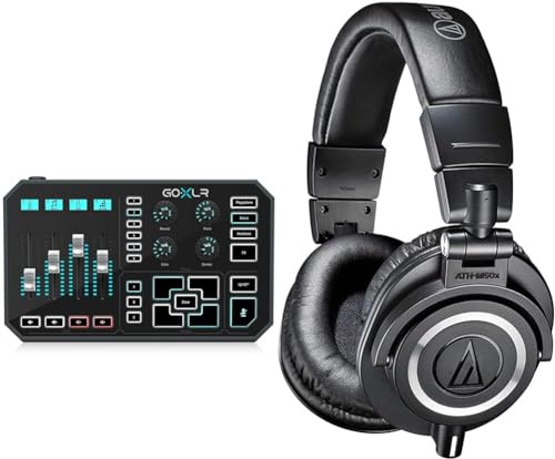 TC Helicon GoXLR Revolutionary Online Broadcaster Platform with 4-Channel Mixer, Motorized Faders & Audio-Technica M50x Professional Monitor Headphones Black