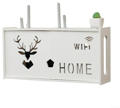 Scatola portaoggetti WiFi per decorazione da parete, set top box TV wireless WiFi, ripiano per router, rack router wireless, soggiorno, scatola portaoggetti WiFi a parete (A)