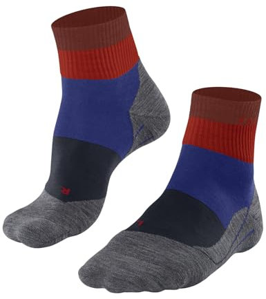 FALKE Men's TK5 Wander Short M Sso Wool Functional Yarn Thin Anti-Blister 1 Pair Hiking Socks, Blue Cobalt 6054 Stripe, 9.5-10.5