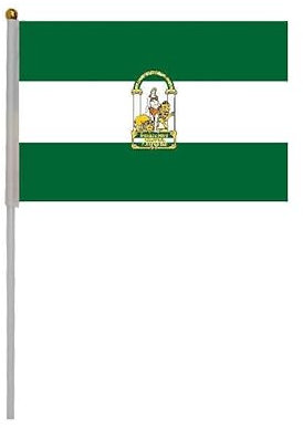 Bandera de mesa de escritorio, 21 x 14 cm, mástil y base de acero, banderas de mesa para salas de reuniones (Andalucía)