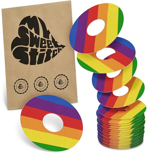 MySweetStitch 25 Ringpatches für Katheter klein rund Pride | Stabilisiert ablösende Ränder, Mitte bleibt frei, wasserfest und flexibel, bis zu 15 Tage Halt