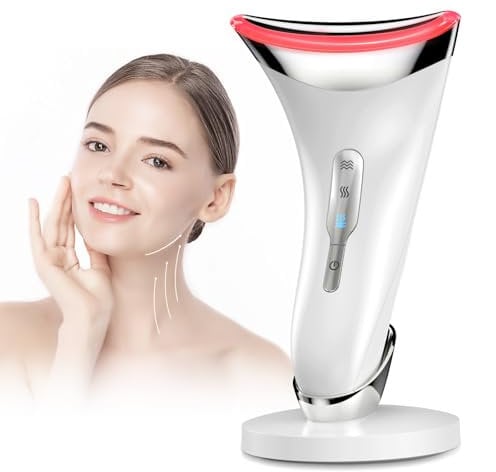 Face Massager Facial Lifting Device: Electric Neck Lift Machine 45°C Heat EMS Microcurrent Massage - 3 LED Face Toning Devices Wand Anti-Wrinkle - Anti-Aging Face Sculpting Device for Women Neck Care