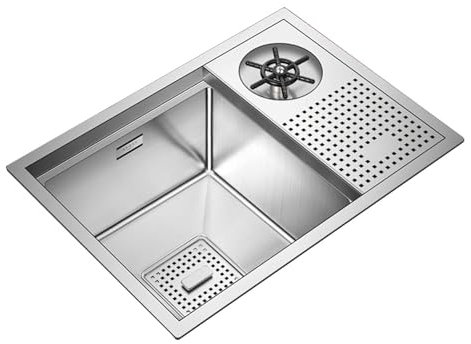 forestalk Fregadero De Cocina, Fregadero De Un Seno Rectangular De Acero Inoxidable De 21 Pulgadas, Enjuagadora De Vidrio Fuerte Automática, Fregadero Pequeño En Bar, Cafetería, Barra De Bar