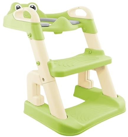 -Töpfchenleiter – langlebiger Töpfchen-Trainingsstuhl | Frosch-Design mit Leiter und verstellbarer Höhe | Praktischer Toilettensitz für Kinder | Ideal für und Mädchen | Unverzichtbar f