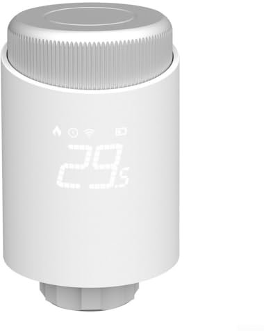 Voice Controlled Radiator Thermostat Compatible with For Zigbee Remote Management via App, Includes Six Adapter Valves for Fit