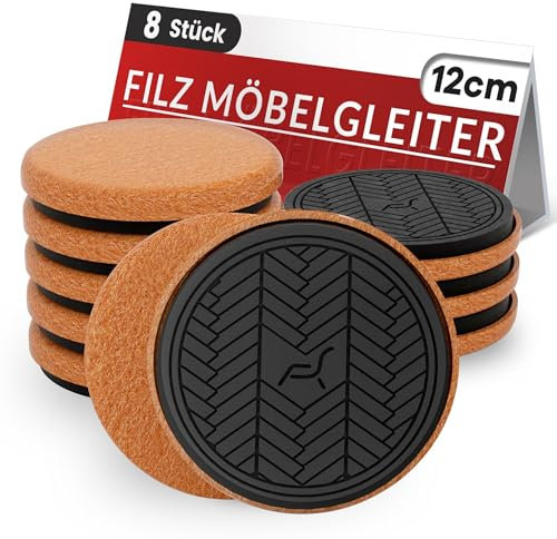 Scivolo per Mobili Pesanti, Feltrini per Mobili Pesanti Parquet, Spostare Mobili Pesanti in Modo rapido e Semplice (Rotondi 8Pezzi-12cm)