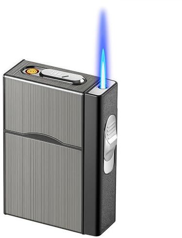 Étui à Cigarettes et Briquet Tempête Avec Chargement USB - Pour 20 Fûts - Pour Bougies, Cuisine (Vendu Sans Gaz)