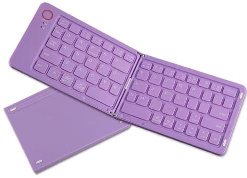 Denash Foldable Bluetooth Keyboard, 67 Keys, Ultra Slim Rechargeable Travel Keyboard for Phone, Tablet, Laptop (Purple)