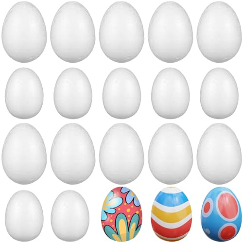 NUOBESTY 40 Stück Ostereier aus Styropor Set, 6cm/8cm Weiße Styroporeier zum Basteln, Bemalen & Dekorieren - DIY Osterdeko für Kinder & Erwachsene, Schule, Kindergarten