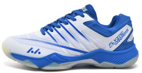 Xuanke Handballschuhe Herren Atmungsaktiv rutschfest Turnschuhe Damen Squashschuhe Leichte Wettkampf Trainingsschuhe (Weiß Blau,41)