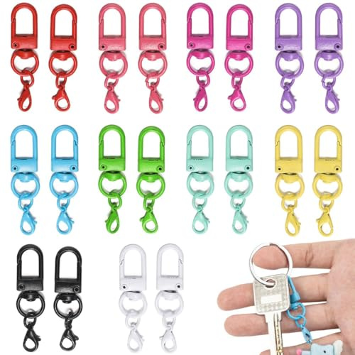 COYUN 20 Pcs Llavero, Anillas Para Llaveros, Mosquetones Pequeños, Mosqueton Llavero, Cierres de Metal de Langosta, Adecuado para Llaves, Anillas llaveros, Accesorios de Bricolaje, 10 Colores