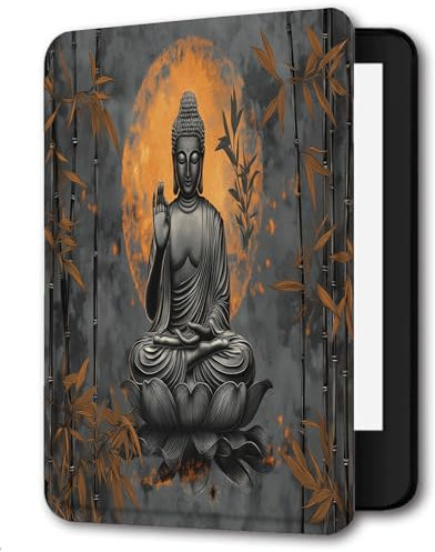 Case for 6 Kindle Paperwhite 5/6/7th Generation Case 2012,2013,2015,2016 Version (Model: EY21 / DP75SDI),Slim PU Leather Hard Cover for Kindle Paperwhite 6 inch,Bamboo Forest Stone Statue