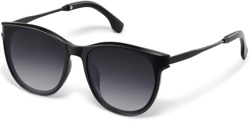kunchu Sonnenbrille-Damen-Groß-Brillert-Frauen-Retro-Square -Trendy- Klassisch-UV400-Schutz-Ultraleicht-Runde Hellgrau