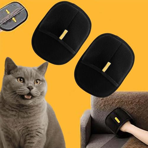 Fellmagnet, 2025 Neue Fellhandschuhe Fingerlos Katze, doppelseitige Katzen Handschuhe Fellpflege Für Glattes und Gesundes Fell, für Kleidung, Sofas (2 Pieces)