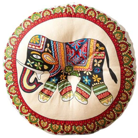 Bohemian Yoga Deko Boden Kissenbezug - 40x40cm - Runder Meditation Kissenbezug - Bedruckter Baumwollte Hocker - Tatami-Kissen