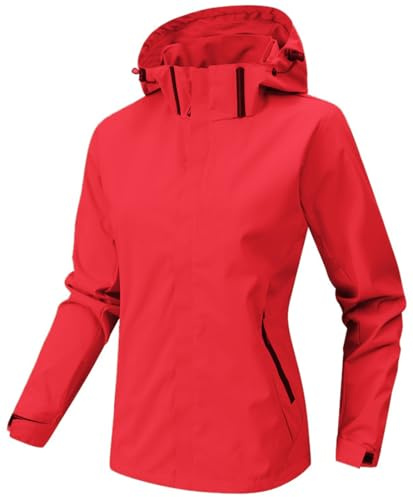 WINKEEY Veste Softshell Femme Imperméable Respirante Coupe-Vent Légère avec Capuche Veste de Pluie Extérieur pour Randonnée