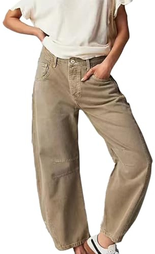 Generico Jeans Donna Baggy Vita Alta Larghi Vintage, Pantaloni Denim a Gamba Larga Oversize Relaxed Fit con Tasche per Stile Casual Y2K