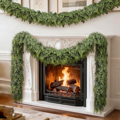 270 cm Künstliche Tannengirlande, Grün Weihnachtsgirlande Realistische Girlanden für Festlichkeiten Künstliche Tannengirlande für Haustür Treppen Kamine Außen und Innen