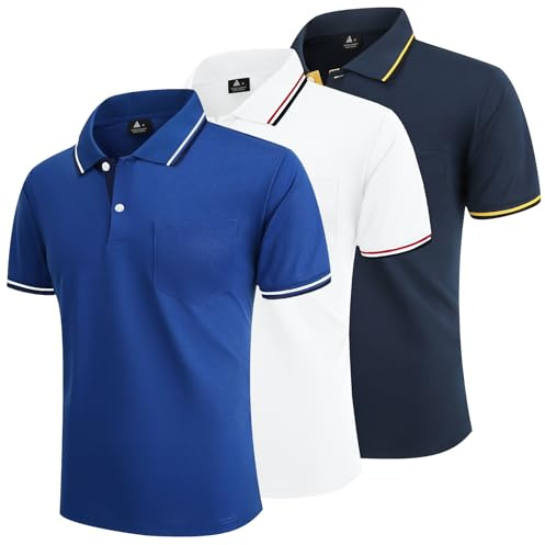 ZITY 3 Pack Polo Shirts for Men Short Sleeve Breathable Golf Polo Mens Lightweight Adult Multipack T Shirt for Work Sports