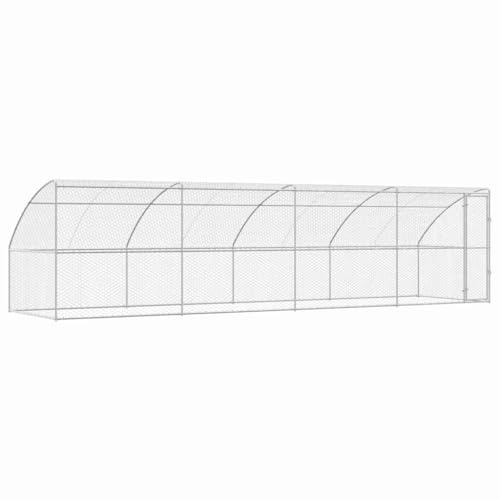 vidaXL Hundekäfig 4 pcs Silber 8 x 2 x 2 m Verzinkter Stahl, Elegantes minimalistisches, modernes Hundefutterhaus, Outdoor, stabil, Tiergehege, Hundehütte