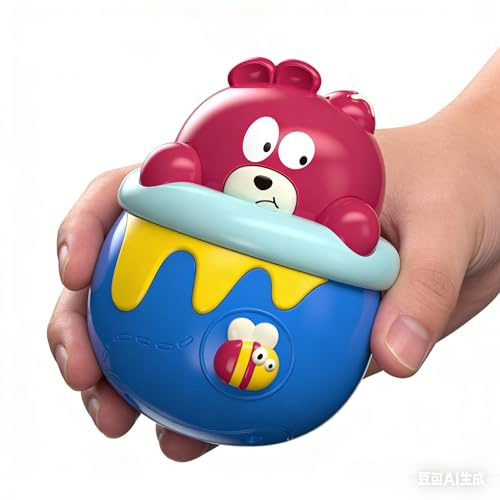 Honey Pot Bear Interactive Toy - Light & Sound Wobble Tumbler for Baby Tummy Time