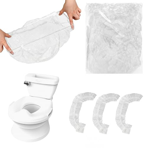 Dunzoom 200 Pcs Potty Liners with Elastic Portable Potty Training Bags Disposable Refill Toilet Seat Cover Leakproof and Easy to Clean Fits Summer Most Portable Toilets Travel Potties 18 x 8