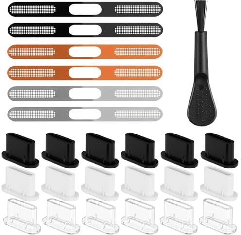 USB C dammskydd och rengöringssats, 25 delar tillbehör för iPhone 16/17, typ C laddningsportskydd med dammskyddsgaller, komplett smartphone-skydd