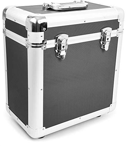 Power Dynamics - Valigia per dischi in vinile RC80, portatile per 80 LP da 30 cm, interno in schiuma, telaio leggero, colore nero